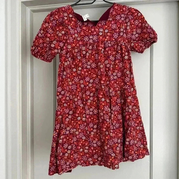 Cat and Jack girls fall dress burgundy floral size L (10/12) - Picture 5 of 6